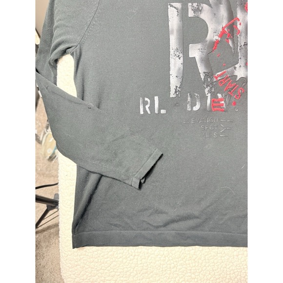 Ralph Lauren Polo Graphic Spell Out Red Logo Lightweight Black Hoodie Men M NICE - Picture 4 of 14